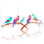 «Birds Colorful Birds On Branch», ensemble de 3 impressions sur toile-104794629