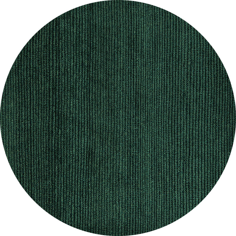 Tapis de couleur unie tissé à la machine en vert, Rond 7 pi
