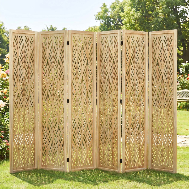 Paravent en bois massif 5,75 pi - Paravent sculpté, 6, Bois