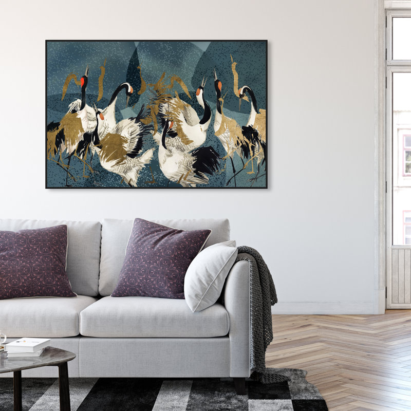 «Crane Love» par Oliver Gal, H 37 po x l 55 po x P 1,75 po, Toile avec cadre flottant noir
