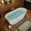 Baignoire de trempage autoportante en acrylique blanc lustré 59 po avec drain chromé et trop-plein à fente classique