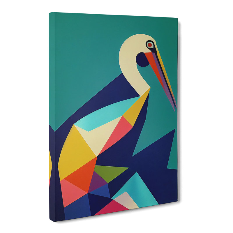 Pelican Geometric - Wrapped Canvas, 76cm H x 50cm W