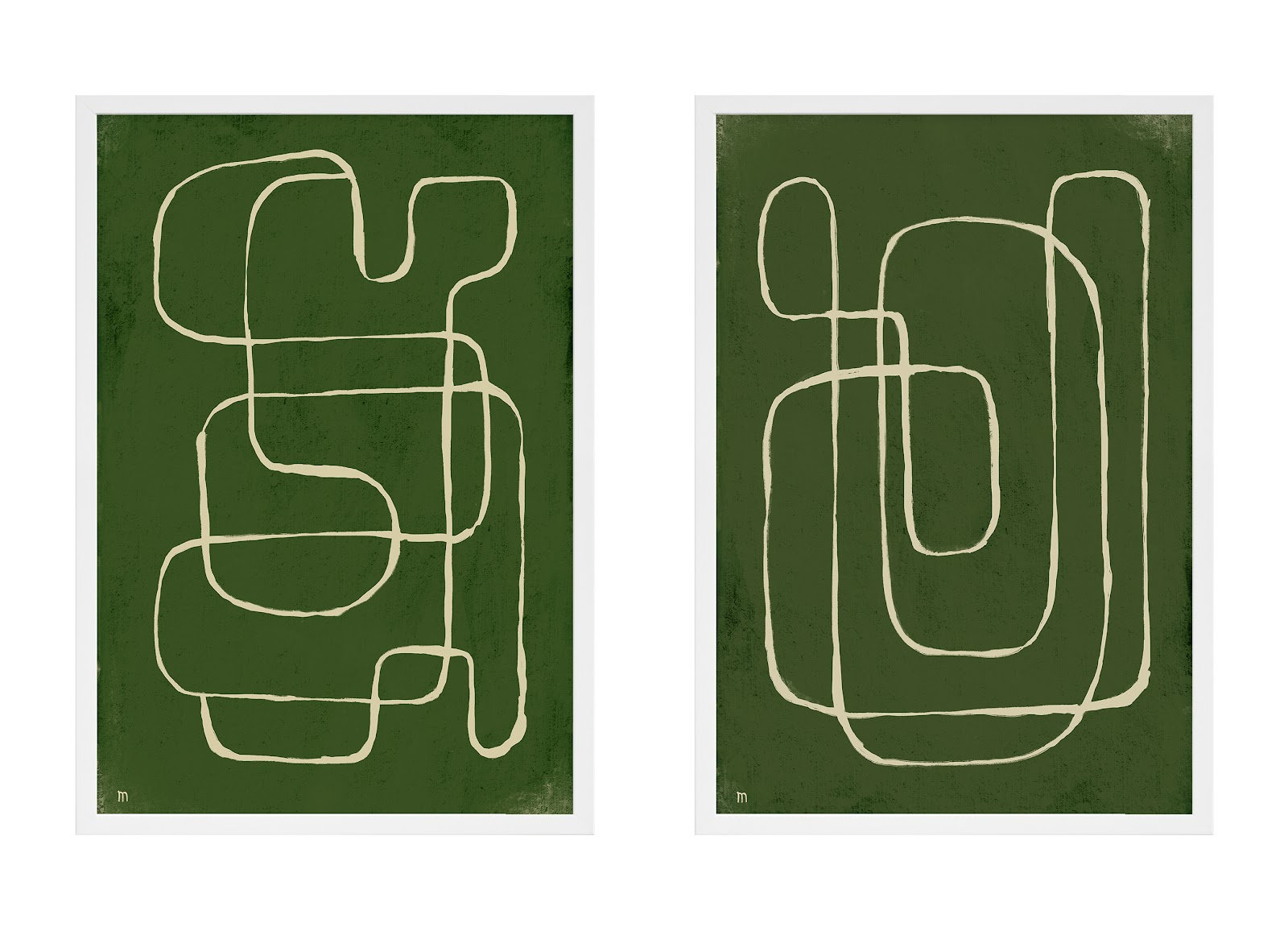 Line Works by StudioM, 20" H x 28" W x 1.25" D, White Framed Paper