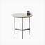 Petite table d'appoint ronde en métal gris, plateau en pierre frittée imperméable, polyvalente pour le salon, la chambre à coucher et le balcon