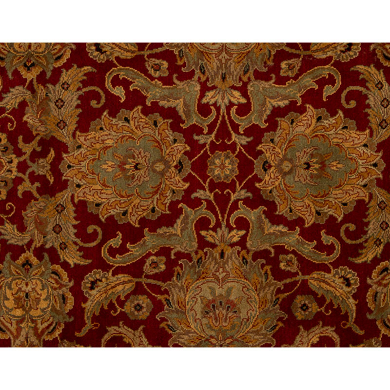 Hand Knotted Wool Oriental Area Rug in Red And Gold