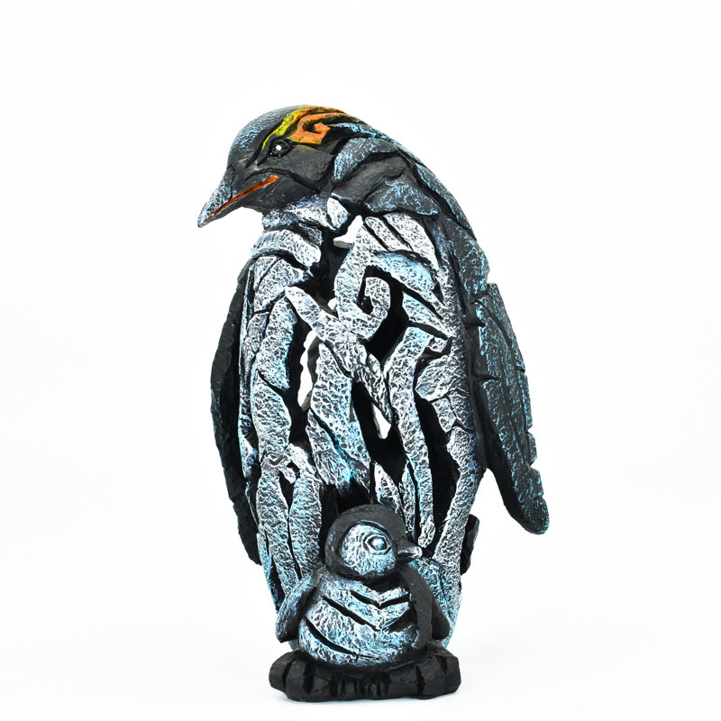 Statue Adam et ses amis, décoration en résine sauvage | 1 pièce | Pingouin mère et bébé