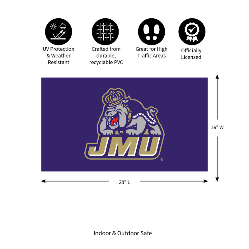 Tapis en PVC pleine couleur, 16 po x 28 po, Université James Madison