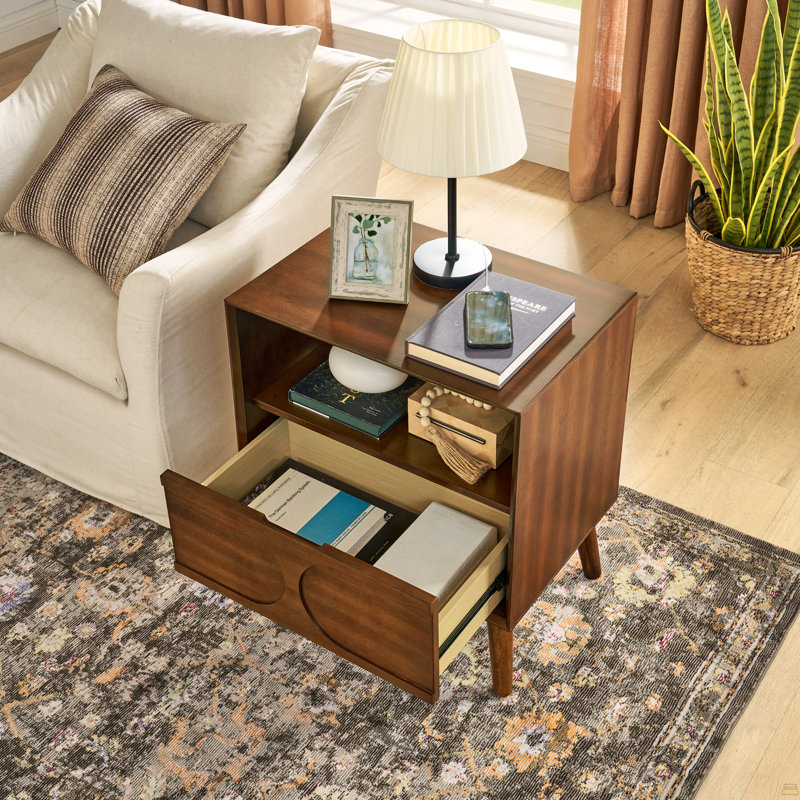 Table de chevet cannelée moderne Mid Century