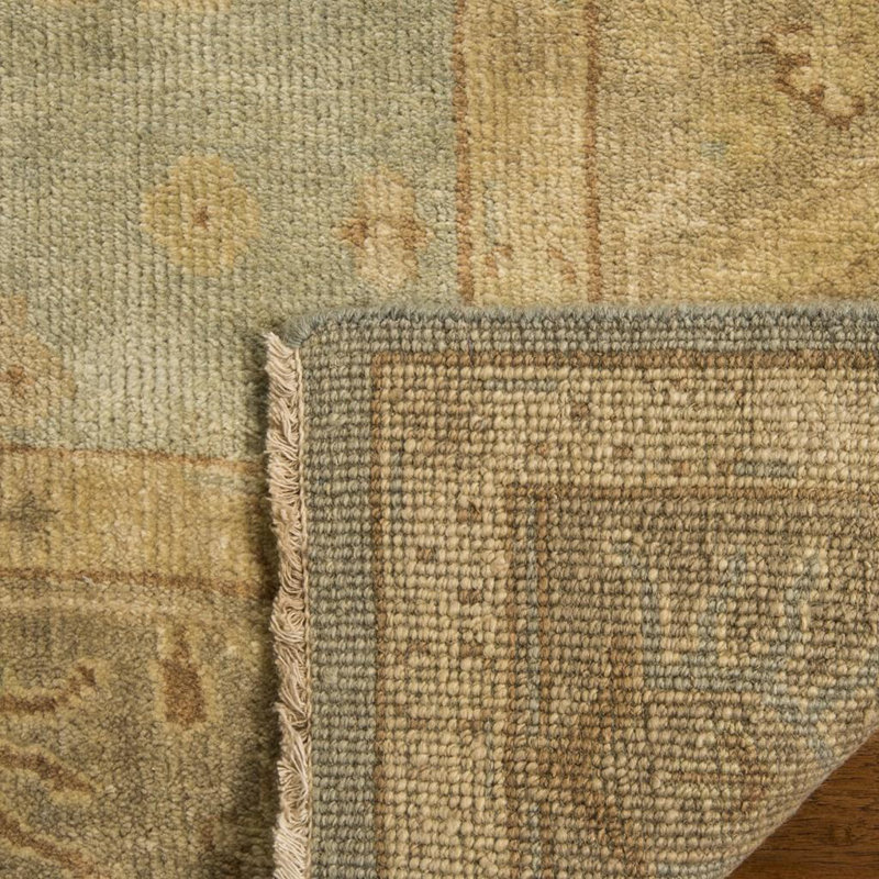 Oushak Orienal Hand Knotted Wool Light Blue/Beige Area Rug, Rectangle 6' x 9'