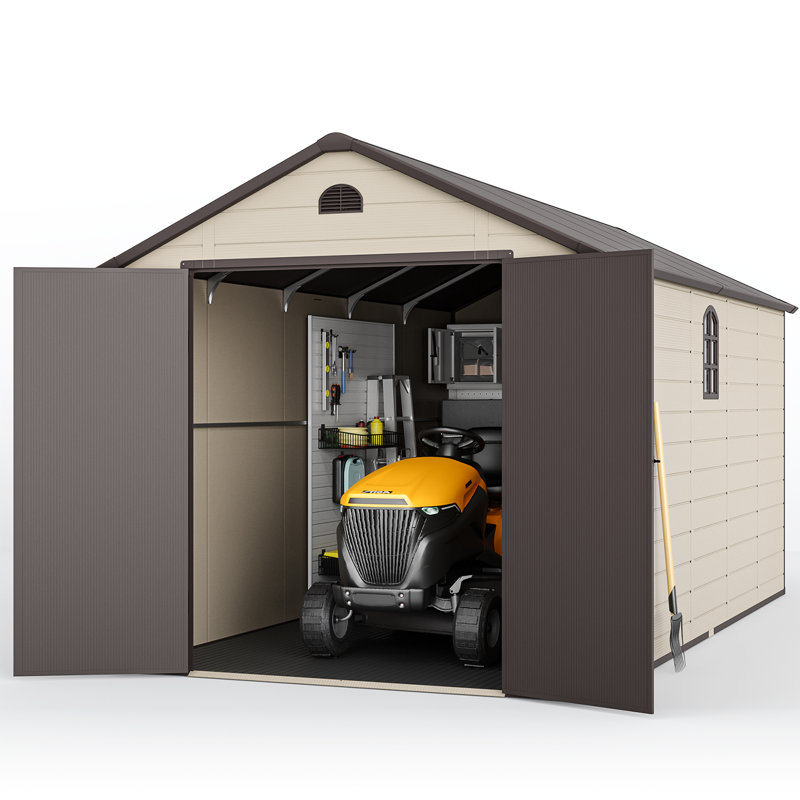 Plastic Outdoor Patio Storage Shed, Brown, 7.80" H x 8" W x 15" D