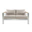 Causeuse d'extérieur en aluminium, structure argentée avec coussin beige