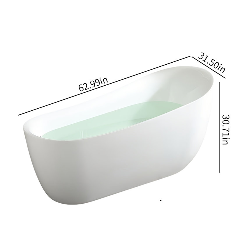 Ensemble de baignoire et douche incurvée moderne sans cadre l 62,99 po H 30,71 po Modern