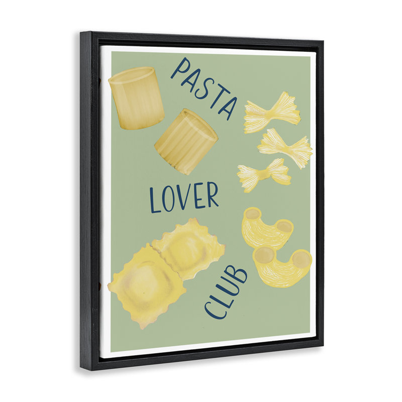 Cadre flottant Minimal Pasta Lover Club, design par Robin Maria, Cadre flottant noir de jais, H 21 po x l 17 po