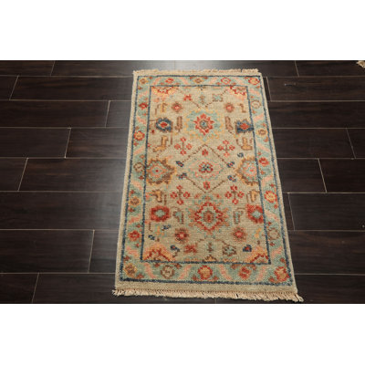 2x3 Hand Knotted Wool Beige Oushak Transitional Rug