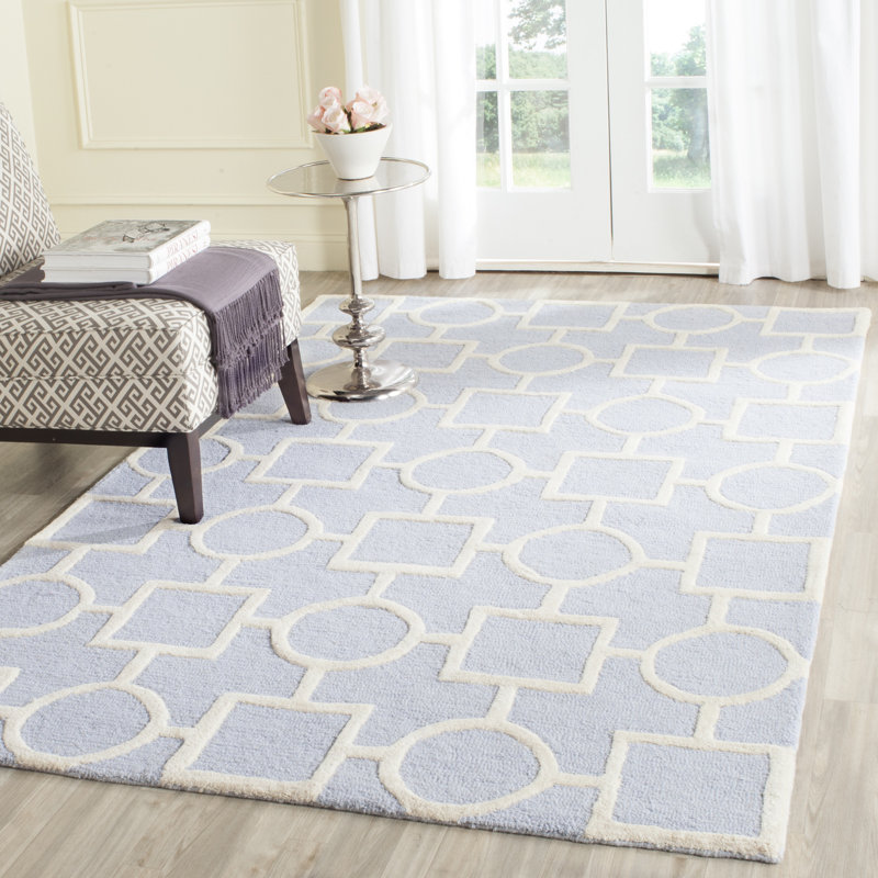 Deedgra Hand Tufted Wool Geometric Rug, Rectangle 6' x 9'