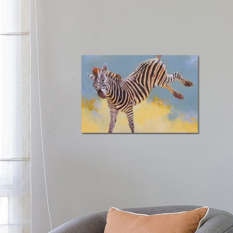 Bucking Zebra by Julie T. Chapman - Wrapped Canvas Painting, 66.04 cm H x 45.72 cm W x 3.175 cm D