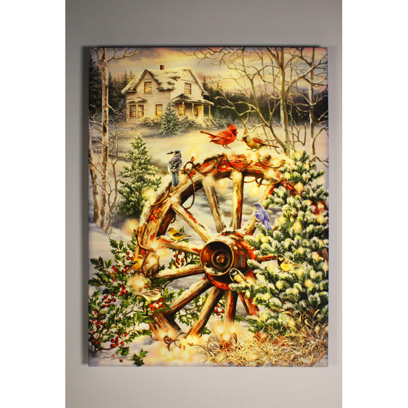 Noël à la campagne 18 x 24 entièrement illuminé, impression DEL ColorChange