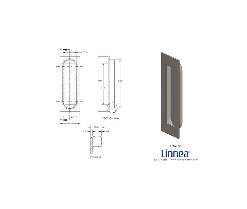 Flush Pull Plate, Satin Black