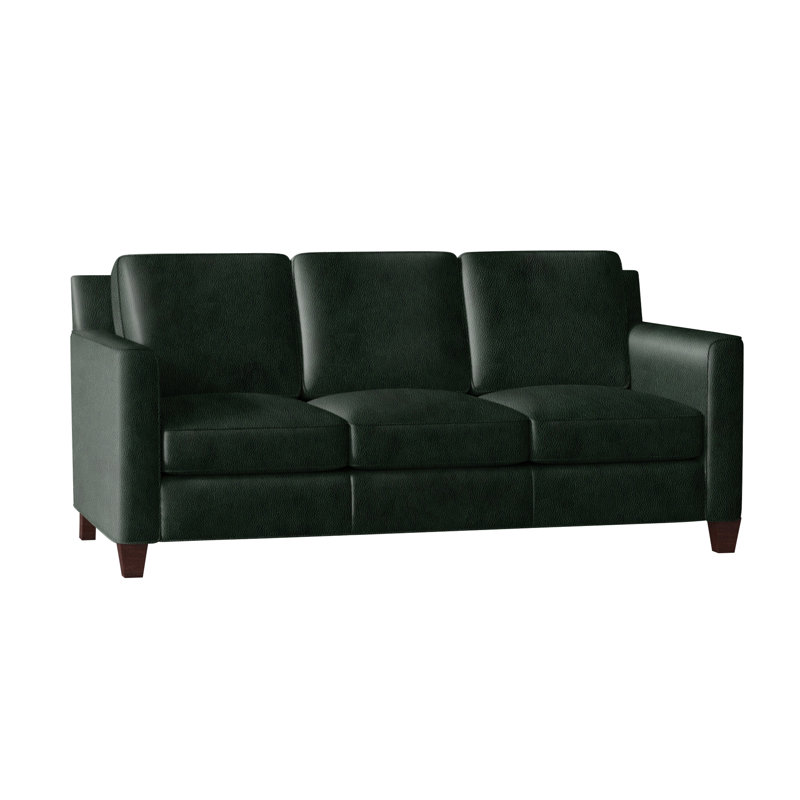 Yorba Leather Sofa, Anilina Hunter Genuine Leather, Mahogany