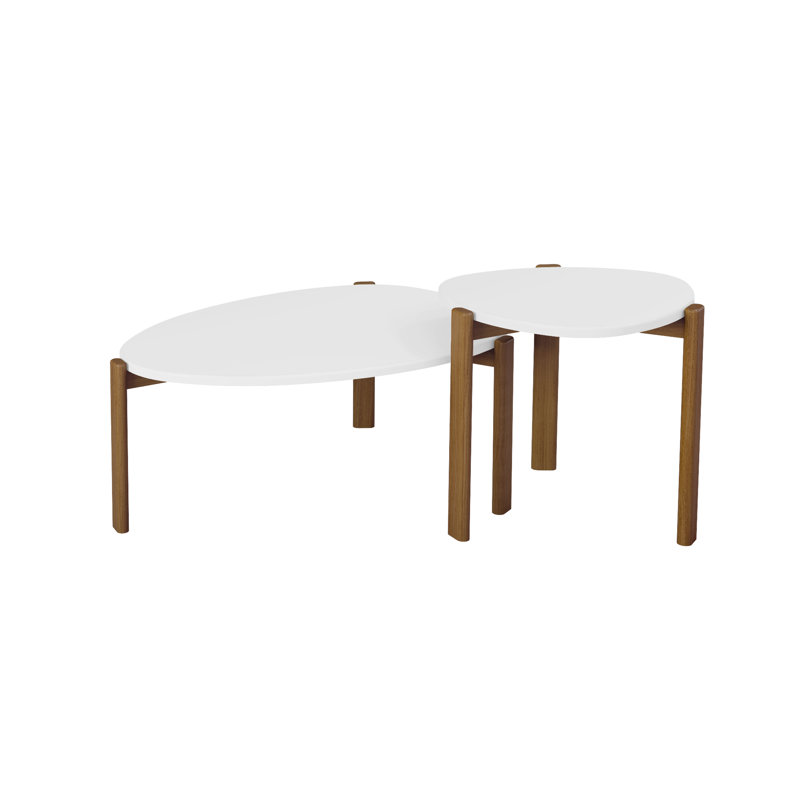 Ensemble de tables basses 2 pièces Jernya, Blanc