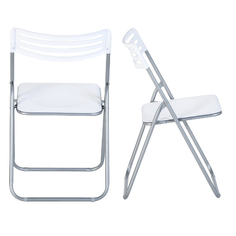 Plastic Stackable Folding Chair Folding Chair Set, White/Silver