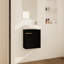 Meuble-lavabo mural 16 po pour petits espaces - Châtaignier noir avec base
