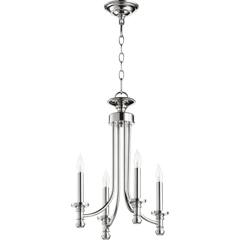 Style bougie classique/traditionnel 4 lumières lustre Herman, Nickel poli