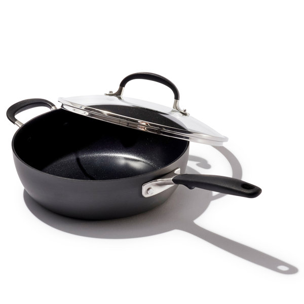 Restaurant 6 qt. Aluminum Nonstick Saute Pan in Silver with Glass Lid
