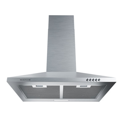 Hotte de cuisine murale convertible 24 pouces en acier inoxydable avec moteur 450 CFM, ventilateur à 3 vitesses, éclairage DEL et filtres allant au lave-vaisselle