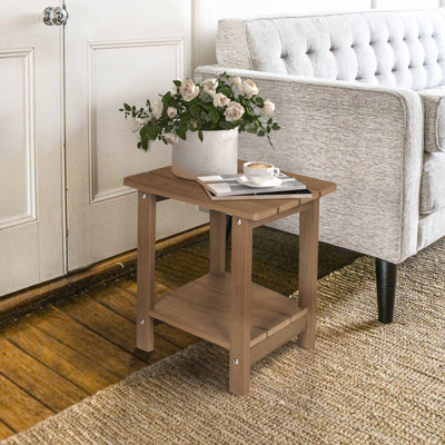 Table de bout HDPS Adirondack à 2 niveaux, table d'appoint d'extérieur résistante aux intempéries pour patio, piscine et pelouse