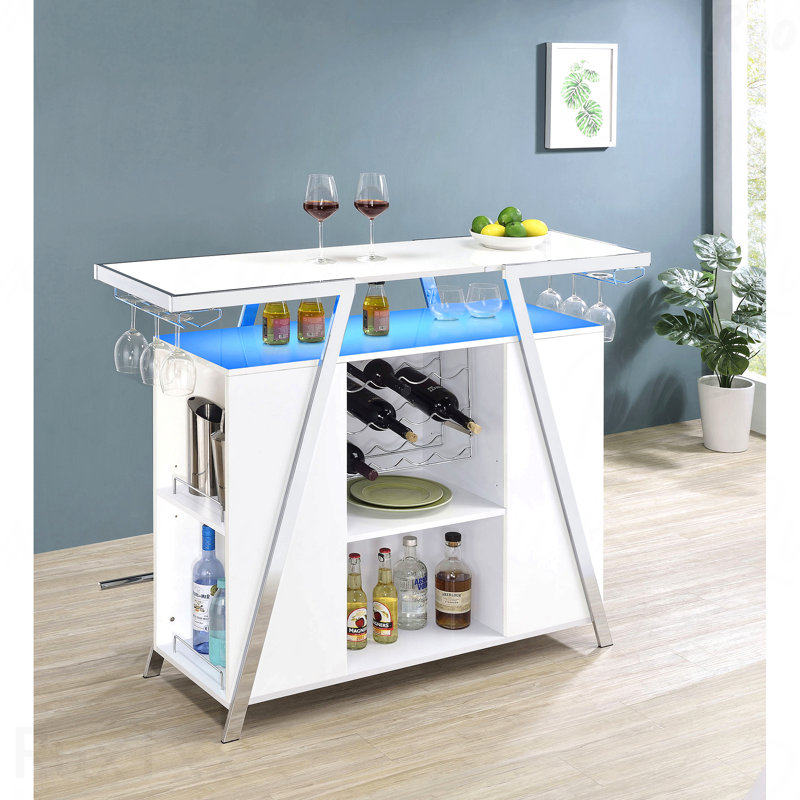 Armoire à vin blanche brillante avec DEL
