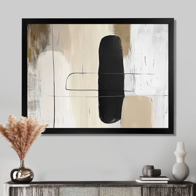 «Minimal and Geometric Compositions In Nature Tones», art mural moderne Mid-Century, impression sur toile moderne de style Mid-Century noir