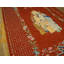 Magnifique tapis rond en soie brodée, de couleur rouge vif, orné de détails sur la culture chinoise (8'9").