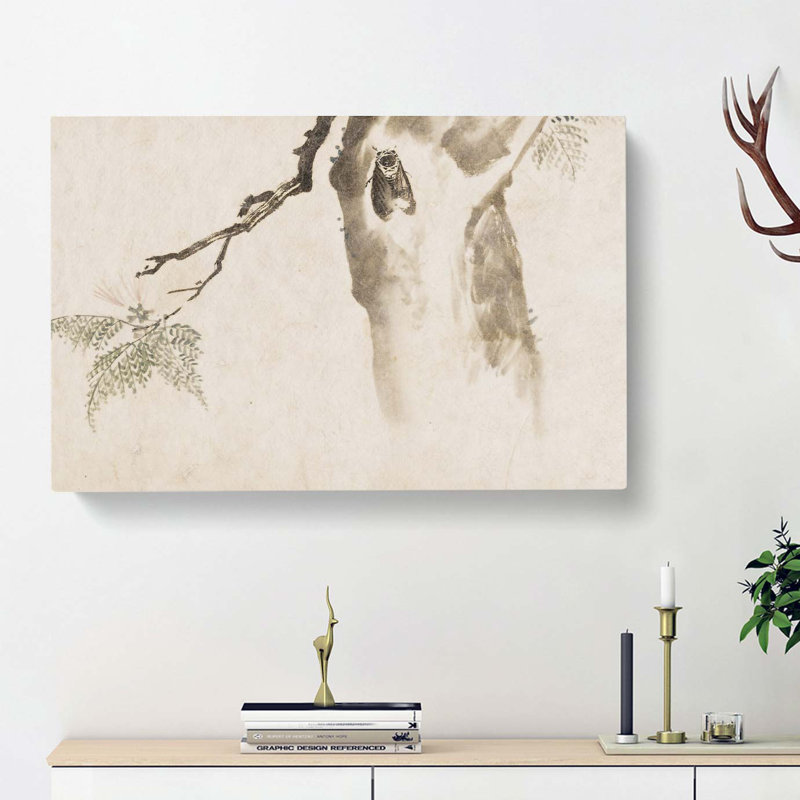 Moth Upon A Tree by Kawanabe Kyosai - Wrapped Canvas, 35cm H x 50cm W x 3cm D