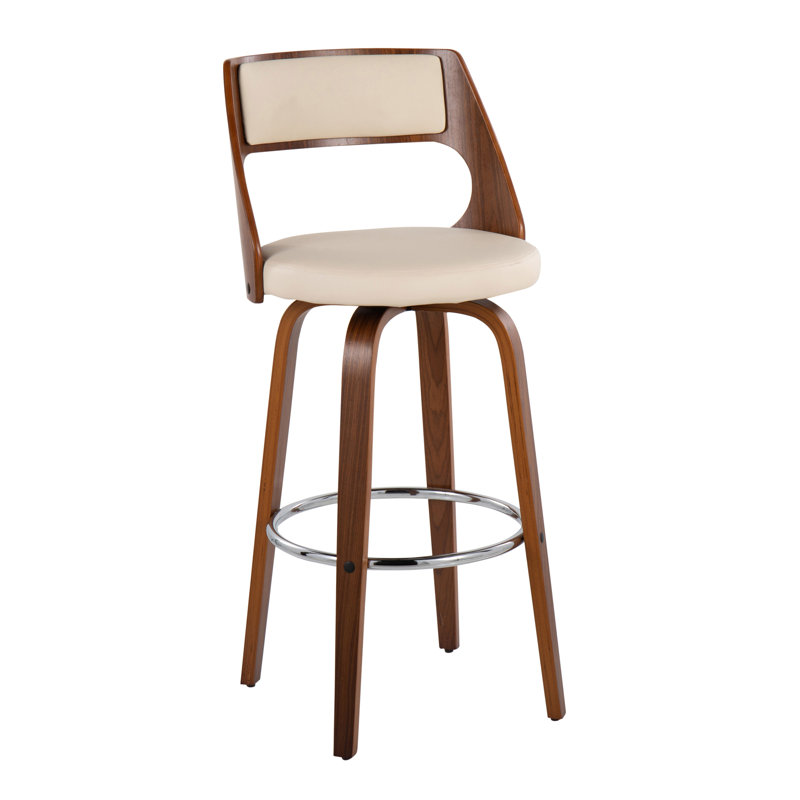 Cecina Mid-Century Modern Barstool with Swivel, Beige