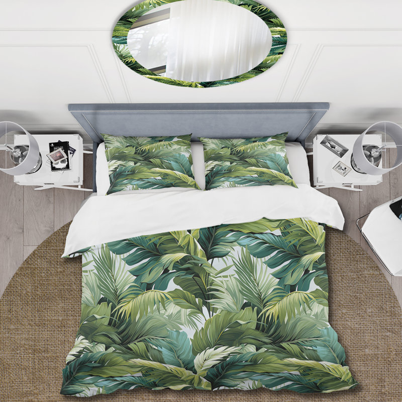 Ensemble de housse de couette Palm Mirage Tropical Pattern II, Housse de couette pour très grand lit et 2 très