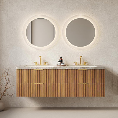 60"Floating Bathroom Vanity with Double Sink, Wall-Mounted Bathroom with 4 Drawers,Pre-Assembled