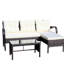 Mobilier de patio 3 pièces: Canapé modulaire avec coussins de siège et table en verre trempé