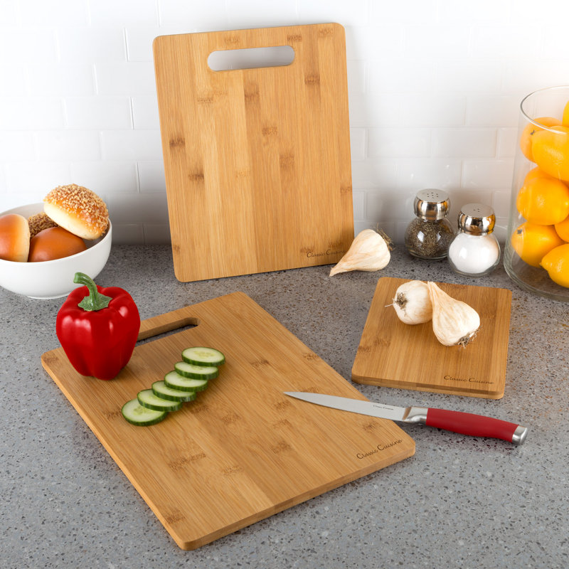 Sachar 3-Piece Bamboo Cutting Board Set  - Eco-Friendly Chopping, Charcuterie, and Serving Boards