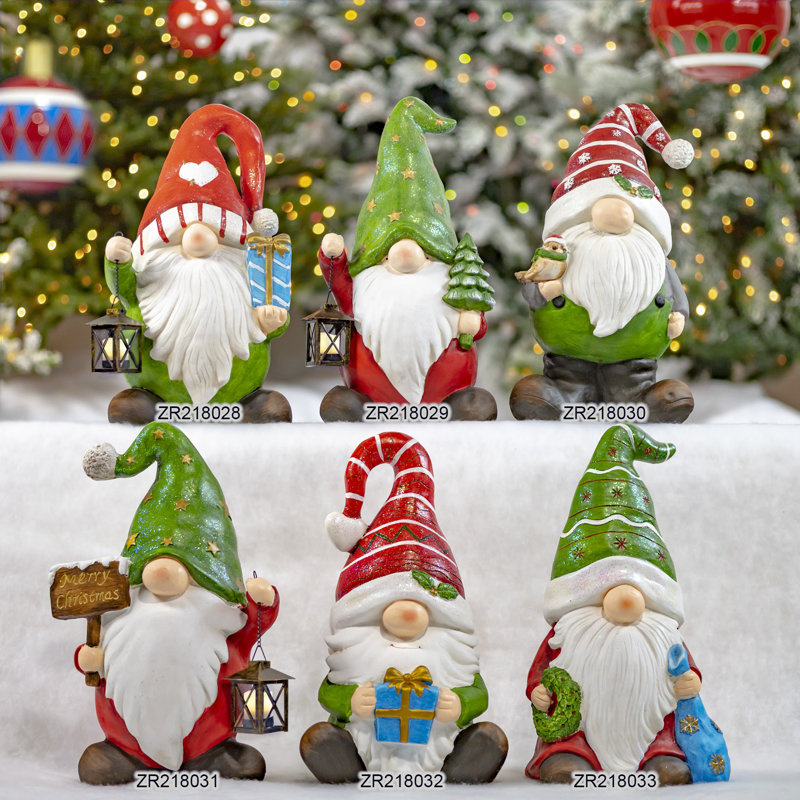 Christmas Garden Gnome Holding Small Tree with Green Star Hat "The Goodfellows"