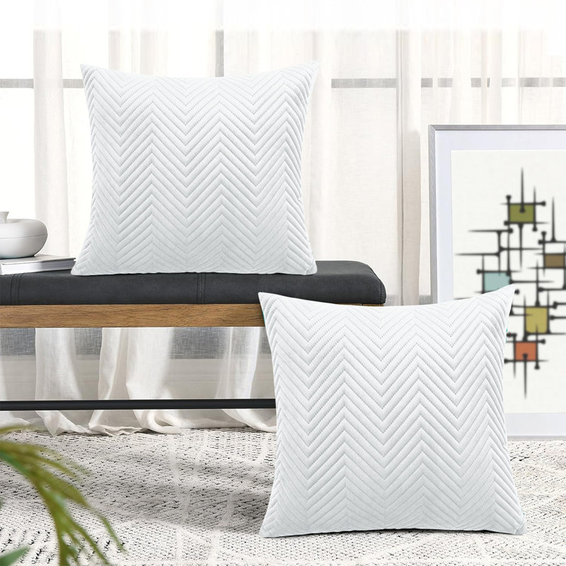 Square Cushion Cover, White