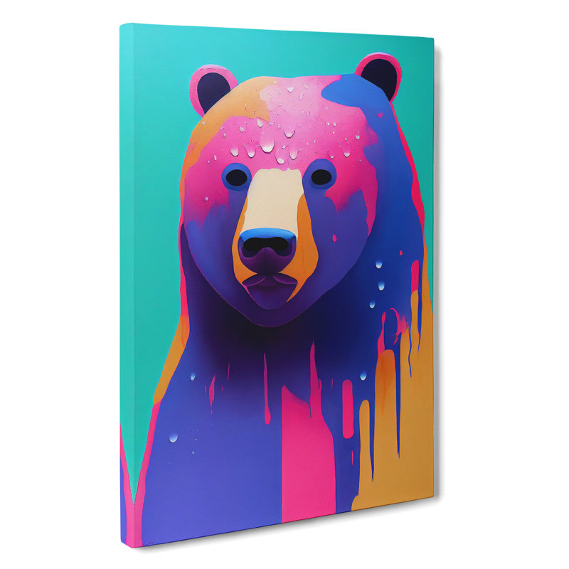 A Painted Bear No.1 Abstract - Wrapped Canvas, 76cm H x 50cm W x 3cm D