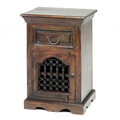 Jali Indian 50cm W Solid Wood Bedside Table