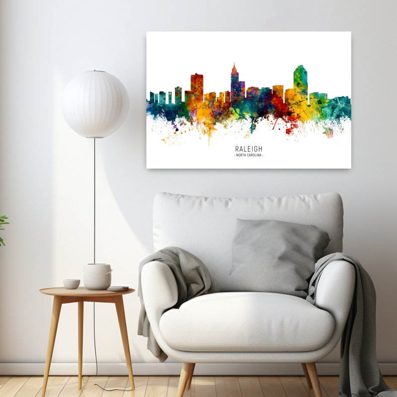 Art mural d'art urbain abstrait de la ville de Raleigh, H 24 po x l 36 po