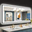 Miroir de salle de bain matte encadré noir matel avec lumières, éclairé à l'avant et à l'arrière, fonction mémoire, 3 températures de couleur, éclairage à intensité variable et miroir en verre trempé anti-buée homologué ETL-574882085-574882075