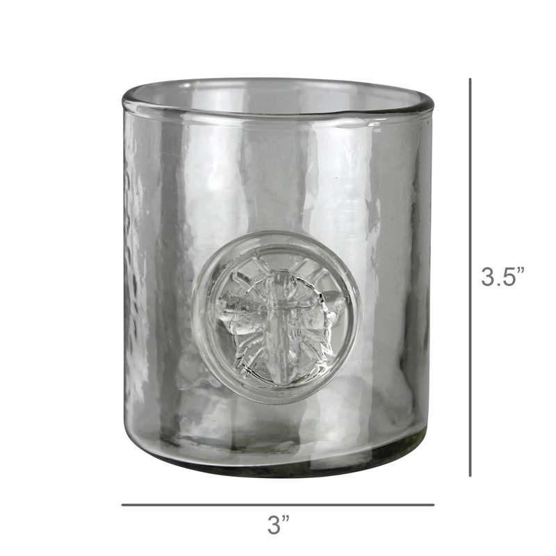 Votive avec abeille en relief, verre