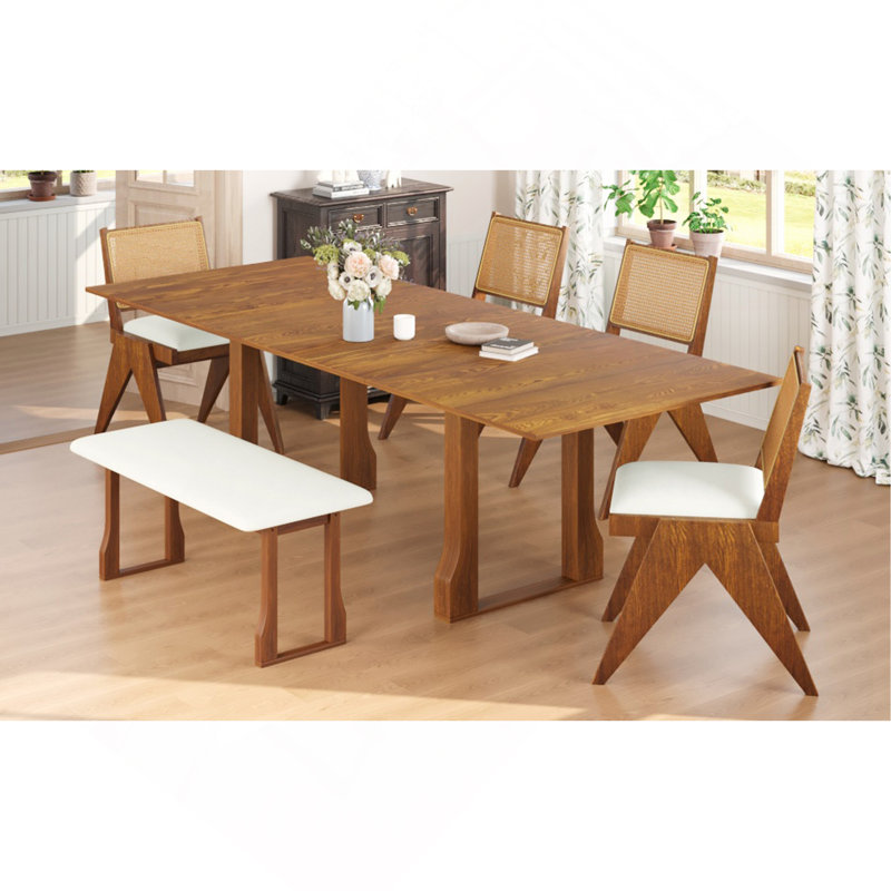 Ensemble de table de salle à manger extensible 6 pièces 82,7 pouces Modern
