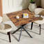 Table d'appoint rustique carrée avec pieds en métal en X et plateau en grain de bois-126537916