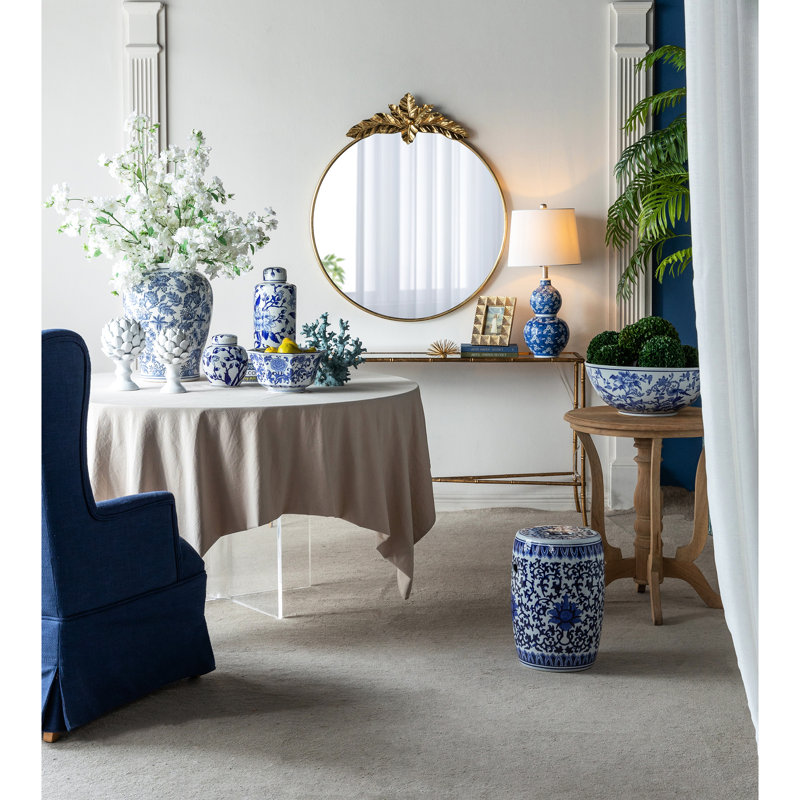 Miroir mural 36 po x 41 po avec cadre en métal doré, grand miroir rond chic pour le salon, pour l'entrée