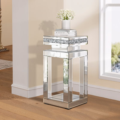 Table de bout en miroir argenté, tables d'appoint modernes en diamant concassé, petite table basse d'appoint pour le salon, la chambre à coucher